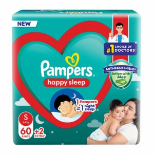 Happy Sleep Pant Style Diapers, Small (S), 62 Count, Anti Rash Shield