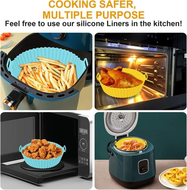 Round Silicone Air Fryer Liners - Nonstick & Reusable, 8 inch, Pack of 2 - Image 4