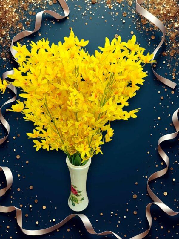 Artificial Yellow Lily Flowers Bunch for Home & Office Decor - 60cm - Image 5