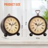 Vintage Silent Battery Alarm Clock with Night Light - 10cm