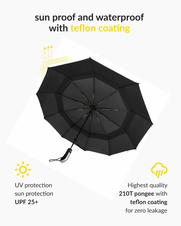 Large Automatic Foldable Umbrella with Travel Cover - Windproof Design - Image 2