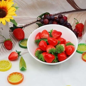 Set of 20 Realistic Artificial Mini Strawberry Fruits for Decor