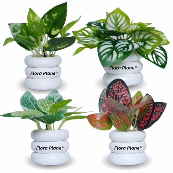 Artificial Plants for Home Decor - Pack of 4, Multicolor