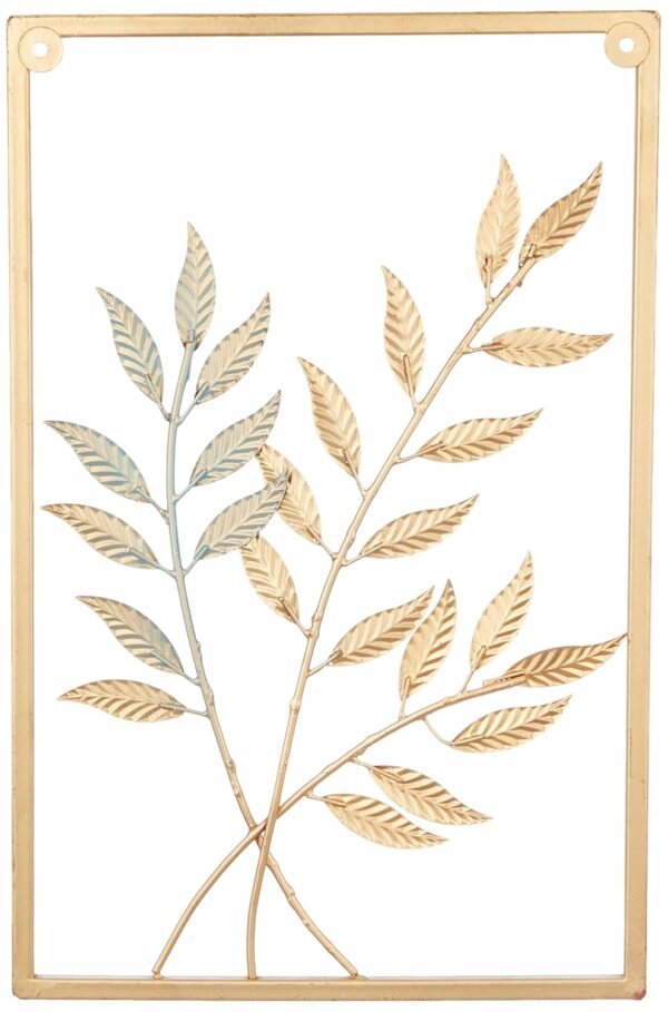 Metal Leaf Wall Hanging Decor - Set of 3, Gold Finish - Image 5