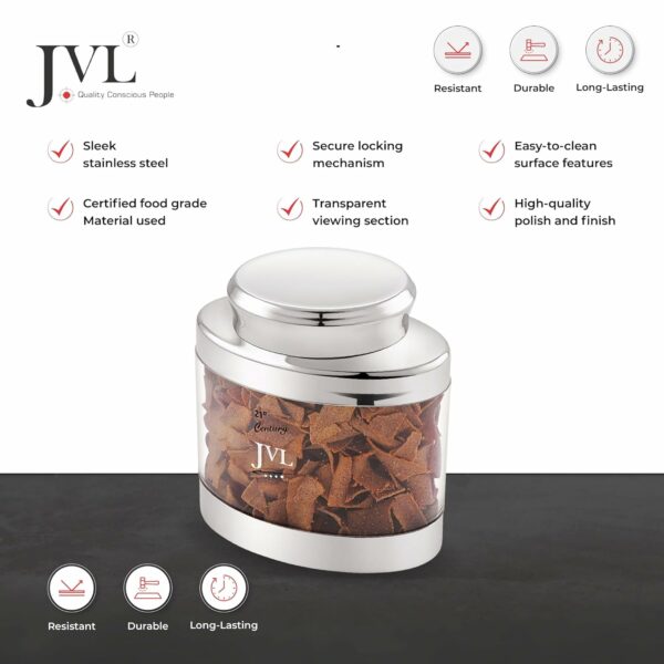 Airtight Oval Canister with Stainless Steel Lid - 1100ML - Image 3