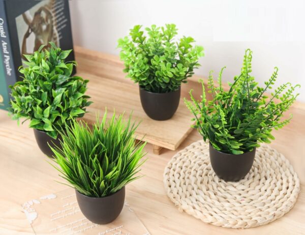 Set of 4 Mini Eucalyptus Artificial Potted Plants for Home Decor - Image 3