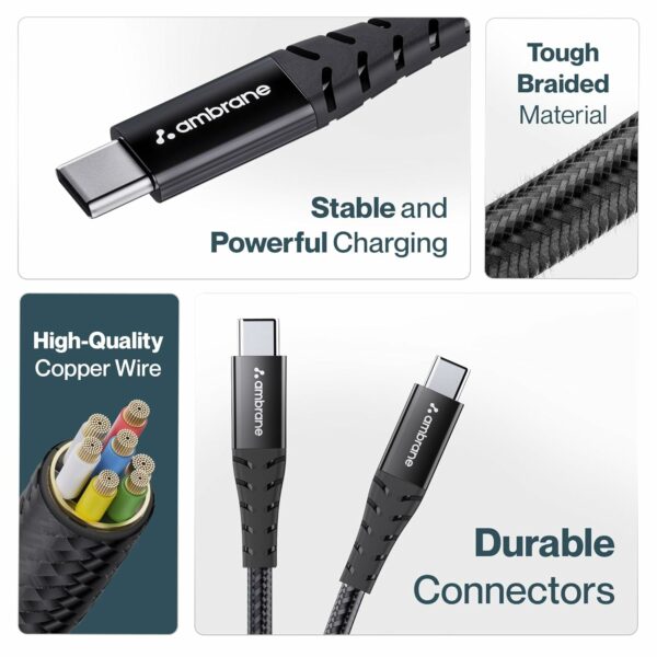 60W Fast Charging 1.5M Braided Type C to Type C Cable - Image 6