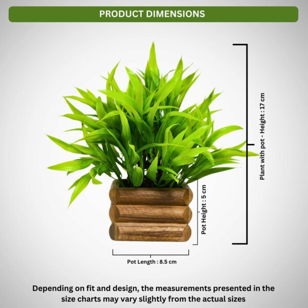 Artificial Bamboo Leaves in Wooden Pot - 17 cm Home & Office D?cor - Image 3