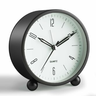 Silent Alarm Clock with Night Light - 4 Inch Battery Operated