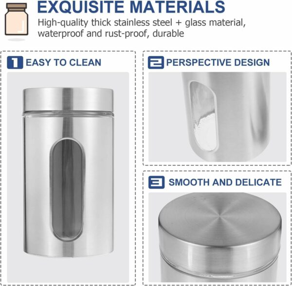 Stainless Steel Airtight Kitchen Canisters Set of 3 with Window - Image 6