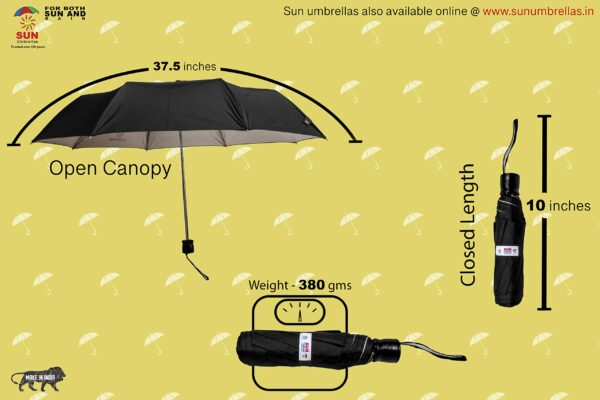 Compact UV Protective Sun Umbrella - 37.5 Inch, Lightweight - Image 4