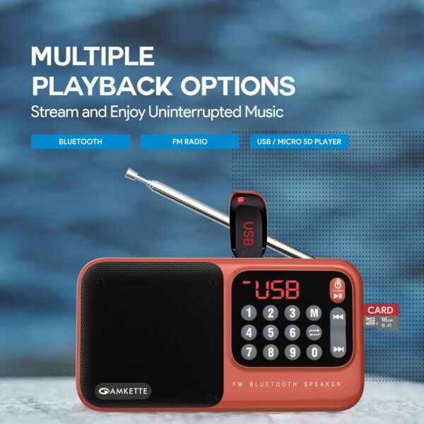 Pocket Mate Digital FM Radio Bluetooth Speaker - 8H Playtime, Type C Charging, Compact Design - Image 5