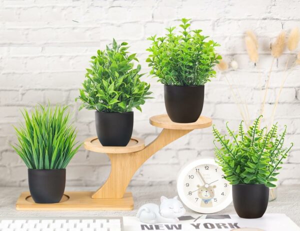 Set of 4 Mini Eucalyptus Artificial Potted Plants for Home Decor - Image 4