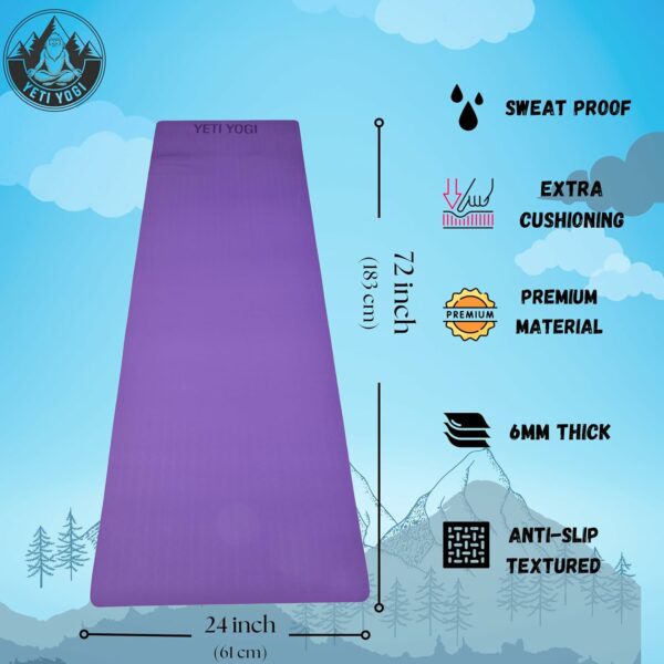 Extra Thick TPE Yoga Mat with Carrying Strap - 6 mm Anti-Slip - Image 5