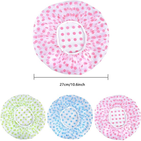 Set of 6 Reusable Waterproof Shower Caps for Women - Free Size - Image 3