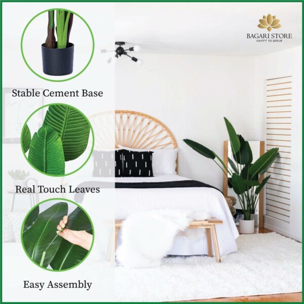 5 Foot Artificial Silk Bird of Paradise Palm Tree - Potted Plant - Image 2