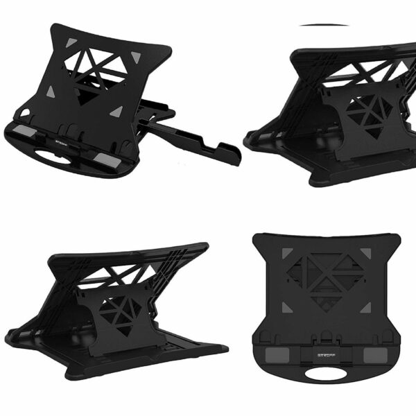 Adjustable Portable Laptop Stand with Phone Holder - Black - Image 6