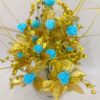 Artificial Blue Rose Flower Bunch with Pot - 35cm Tall