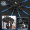 Compact Windproof Travel Umbrella with Carabiner Handle