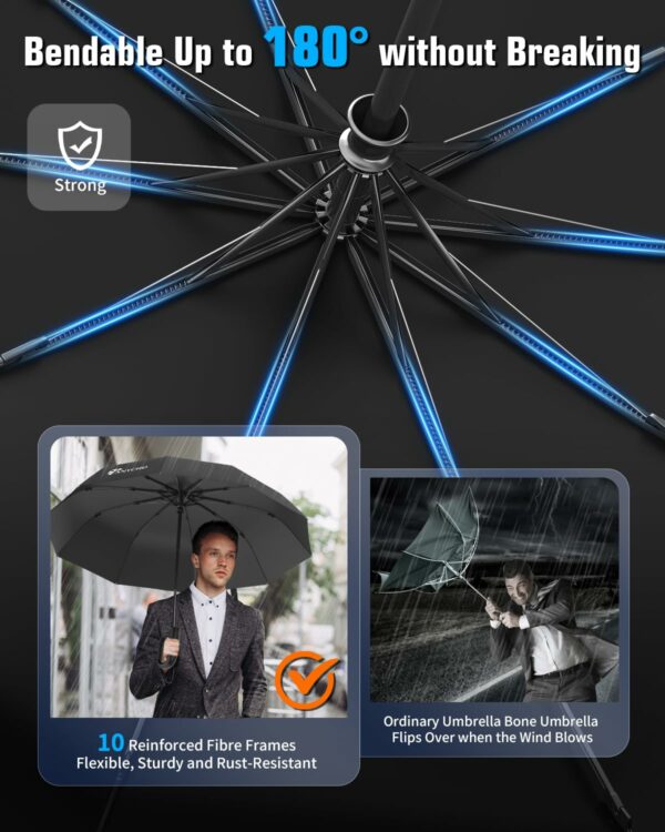 Compact Windproof Travel Umbrella with Carabiner Handle - Image 5