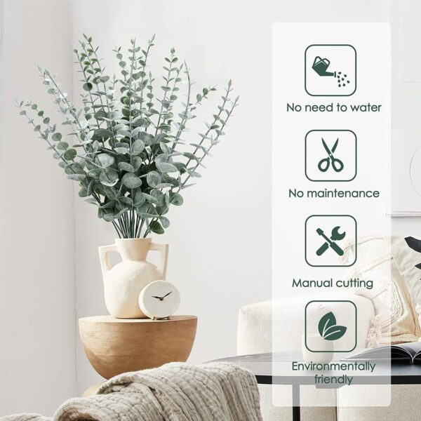 24 Pack Artificial Eucalyptus Stems - 15 Inch Greenery for Home Decor - Image 2