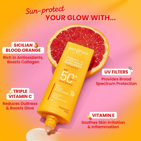 Vitamin C + E Super Bright Sunscreen SPF 50 - Water-Light, No White Cast, All Skin Types - Image 3