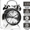 Loud Twin Bell Alarm Clock for Heavy Sleepers - Metal Silver