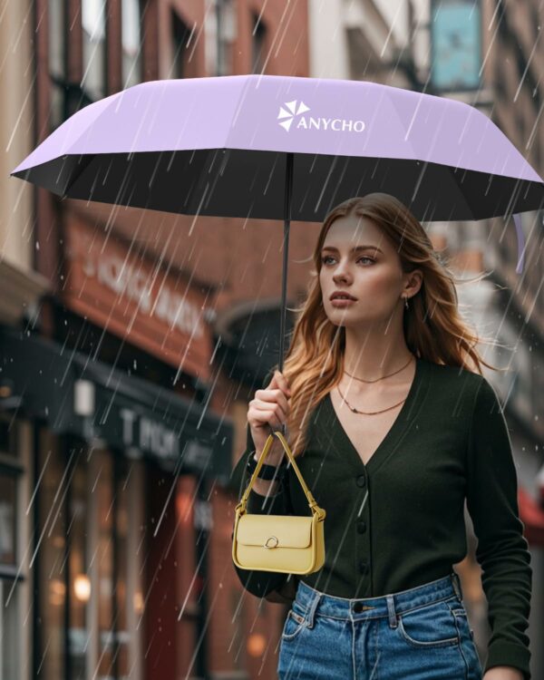 Compact 3-Fold Travel Umbrella with Carabiner Handle - UV & Rain Protection - Image 6