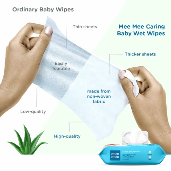 Caring Baby Wet Wipes with Aloe Vera - 72 Pcs (Pack of 3) - Image 2