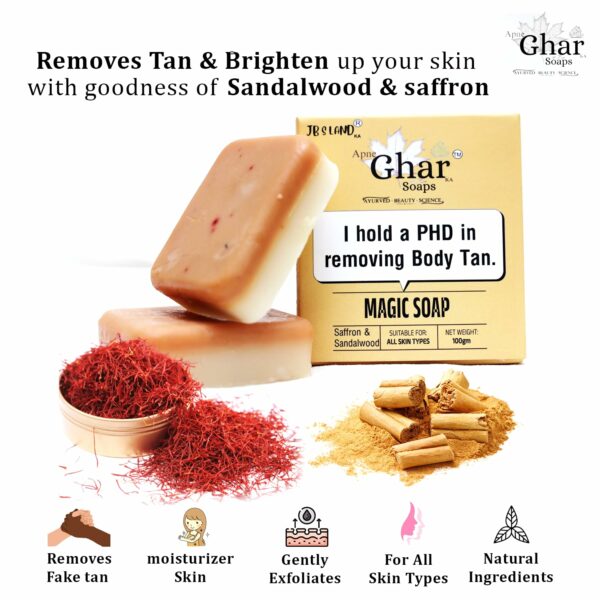 Sandalwood & Saffron Handmade Bath Soap - Paraben Free, 100g - Image 2