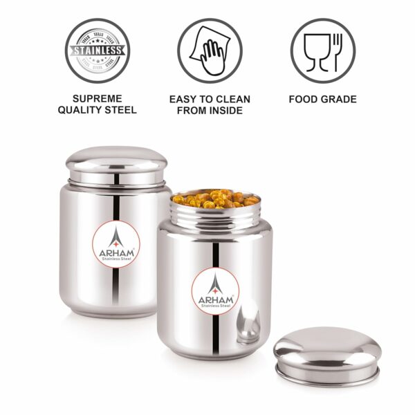 Stainless Steel Airtight Canister Set - 750ml, Pack of 2 - Image 3