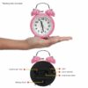 Silent Analog Desk Alarm Clock with Night Light - Pink