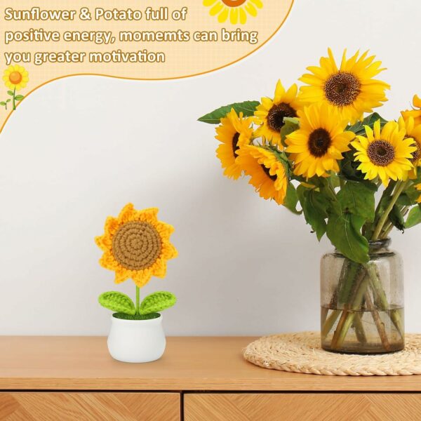 1 Pcs Crochet Sunflower - Artificial Flower for Home & Office Decor - Image 4