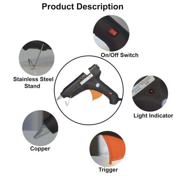 100W Glue Gun with 5 Glue Sticks - Fast & Reliable Adhesive - Image 2