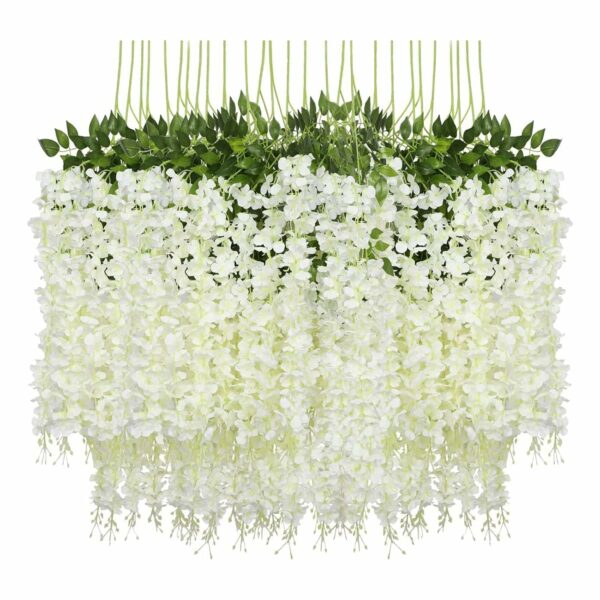 12 Pack White Artificial Wisteria Vine Hanging Garland