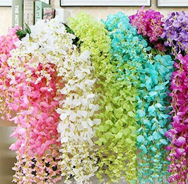 Pack of 6 Multicolor Artificial Wisteria Vine for Decor - Image 2