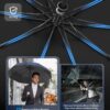 Compact Windproof Travel Umbrella with Carabiner Handle