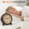 Vintage Silent Battery Alarm Clock with Night Light - 10cm