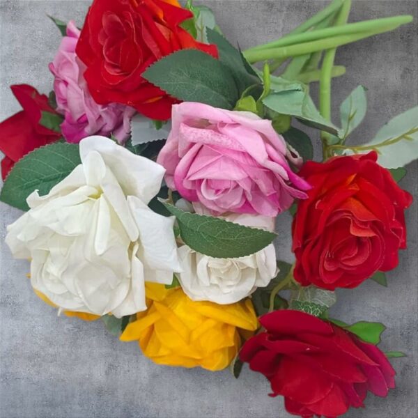 10 Multicolor Artificial Rose Flower Sticks for Home Decor - Image 5