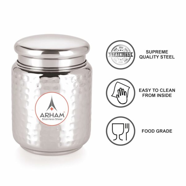 Airtight Stainless Steel Canister with Thread Lock Lid - 1500 ml - Image 2