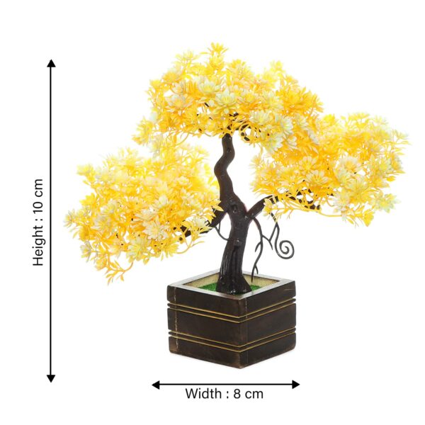 Artificial Mini Plant Bush with Brown Pot - 10x8 Yellow - Image 2