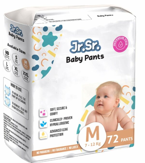 Baby Diaper Pants with Advanced Leak Protection - Medium (7-12 Kg) - 72 Counts