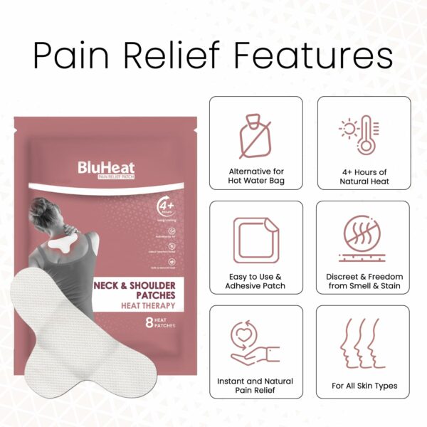Natural Neck & Shoulder Pain Relief Patches - 8 Large Adhesive Heat Patches - Image 5