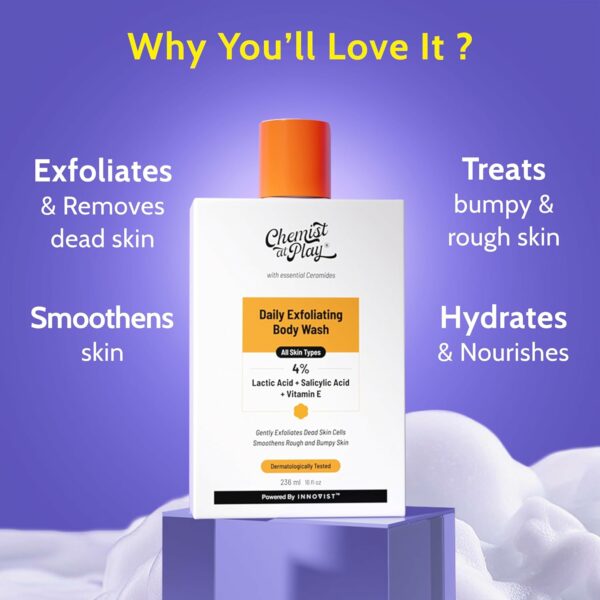 Exfoliating Body Wash 236ml | 4% Salicylic, Lactic Acid | Paraben & SLS Free - Image 2