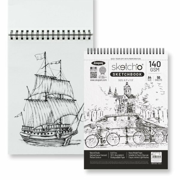 A4 Sketch Book - 140 GSM Acid-Free Paper, 50 Sheets - Image 6