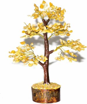 Agate Gemstone Bonsai Money Tree - 200 Beads, 8in, Home Decor
