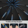 Windproof Travel Umbrella with Reflective Stripe - 3 Fold Design