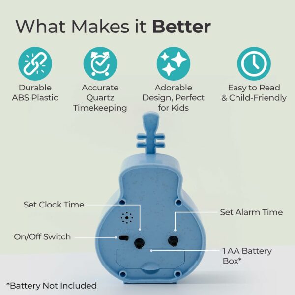 Stylish Violin-Shaped Alarm Clock for Heavy Sleepers - Blue - Image 3
