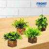4 Pack Artificial Potted Eucalyptus Plants in Wooden Pots