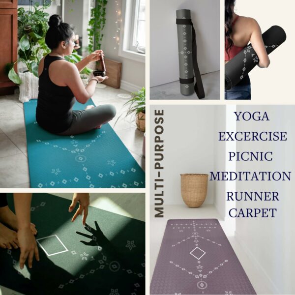 6mm TPE Alignment Yoga Mat with Strap - Anti-Slip, Durable, 24x72 inch - Image 3